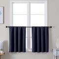 Simplebrand Ava Navy Blue Short 30 Inches Blackout Curtain 2 Panels Set, Half Window Rod Pocket Privacy Curtain Tiers for Kitchen, Curtains Blackout for Bathroom Shades, W30 x L30 Inch, Navy Blue