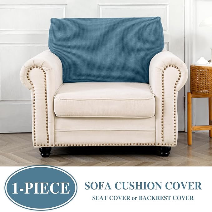 Couch Cushion Cover Seat Cushion Cover Stretch Armchair Cover Separate Sectional Sofa Slipcovers Furniture Protector(1 Piece for Seat or Sofa Backrest, Blue)