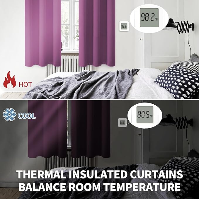 BGment Room Darkening Curtains 54 Inches Long - Grommet Thermal Insulated Drapes Window Treatment Curtains for Bedroom, 2 Panels, 38 x 54 Inch, Eggplant Purple