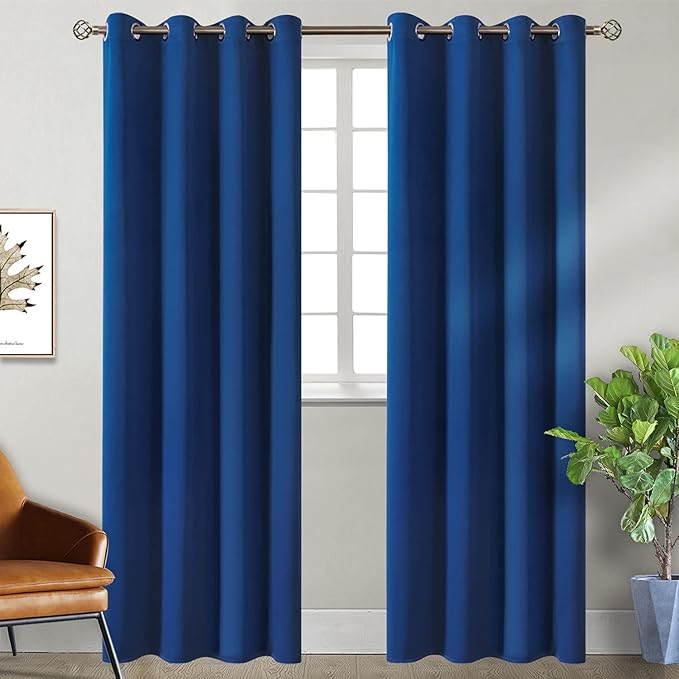 BGment Blackout Curtains for Bedroom - Grommet Thermal Insulated Room Darkening Curtains for Living Room, 55 x 96 Inch, 2 Panels, Royal Blue