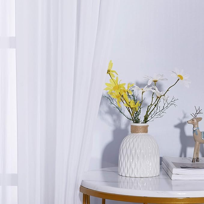 NICETOWN Sheer Curtains 63 inch Length - Grommet Living Room Curtain Panels Voile Textured Soft and Lightweight Window Treatments for Bedroom Decor, W37 x L63, 2 Pieces