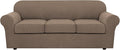 H.VERSAILTEX 4 Piece Stretch Sofa Covers for 3 Cushion Couch Covers for Living Room Furniture Slipcovers (Base Cover Plus 3 Seat Cushion Covers) Upgraded Thicker Jacquard Fabric (Sofa, Macchiato)