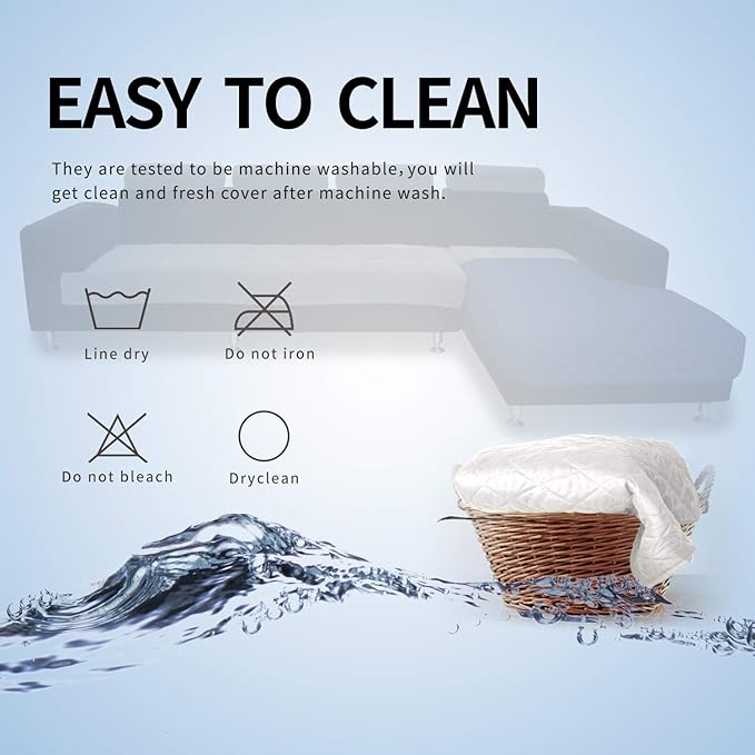 Easy-Going Sectional Couch Covers for Dogs L Shape Sofa Cover Reversible Sofa Slipcover Chaise Lounge Cover Furniture Protector Cover for Pets Dog Cat (42 x 52 inches, White/White)
