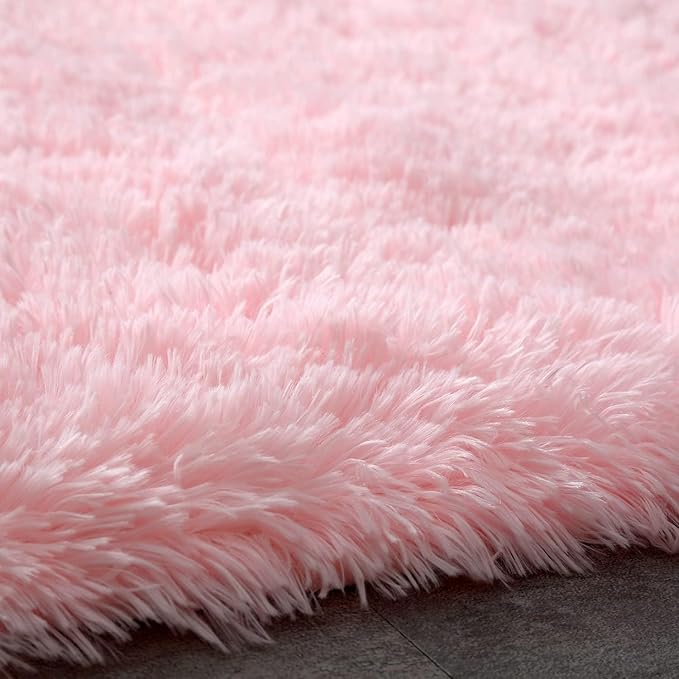 Shag Area Rugs for Bedroom Living Room,6X9 Ultra Soft Fluffy Area Rugs for Dorm, Indoor Carpet Nursery Rugs for Kids Girl Room Home Decor, Pink