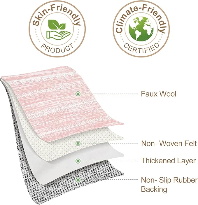 Nakagishi Pink Rugs for Bedroom Girls: 4x6 Washable Boho Large Neutral Area Rug Cute Soft Modern Indoor Floor Non Slip Accent Carpet for Living Room Nursery Kids Playroom Dorm Preppy Baby Room Decor