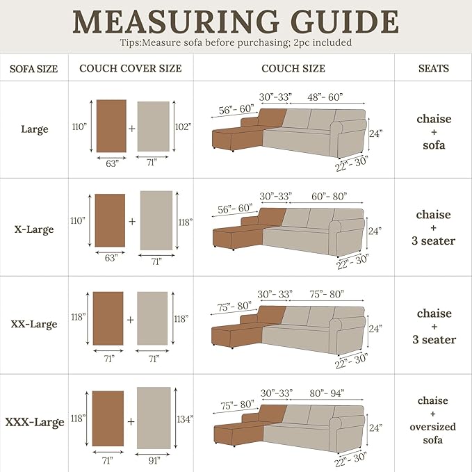 HOMERILLA Sectional Couch Covers for Sectional Sofa L Shaped Sofa Cover Blanket 2 Pieces L Shape Furniture Protector for Pets Dogs (Chocolate, Large)