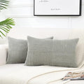 Fancy Homi 2 Packs Grey Lumbar Decorative Throw Pillow Covers 14x24 Inch for Living Room Couch Bed Sofa, Rustic Farmhouse Boho Home Decor, Soft Striped Corduroy Rectangle Accent Cushion Case 35x60 cm