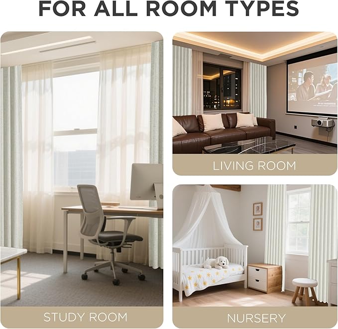 Joydeco Blackout Curtains for Bedroom - 100% Light Blocking 2 Panels Light Beige Drapes 42"W x 72"L, Thermal Insulated Room Darkening Curtains, Linen Textured for Living Room, Rod Pocket & Back Tabs