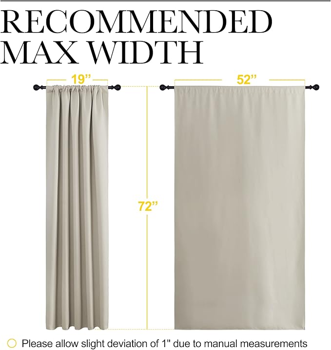 NICETOWN Blackout Curtains for Living Curtains, Room Darkening Window Curtain Panels, Easy-Care Solid Thermal Insulated Draperies/Drapes for Daughter Room (Natural, 2 Panels, 52 by 72)