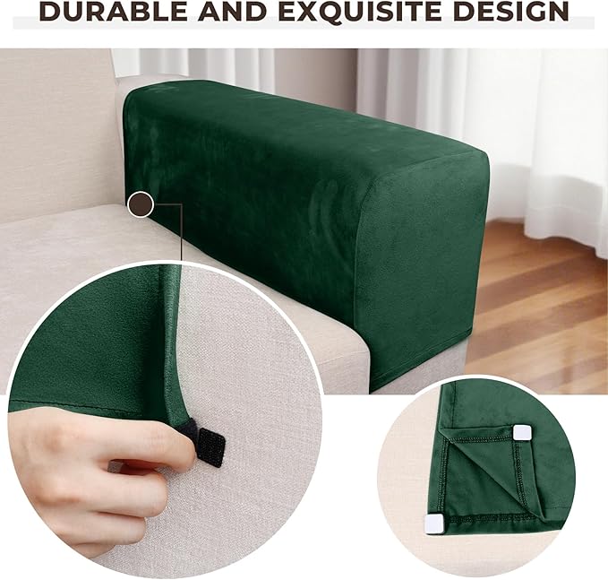 Couch Arm Covers 2 Pcs Sofa Armrest Covers Stretch Couch,Armrest Cover for Chairs Scratch-Resistant Sofa Arm Cover Armchair Slipcovers,Christmas Green