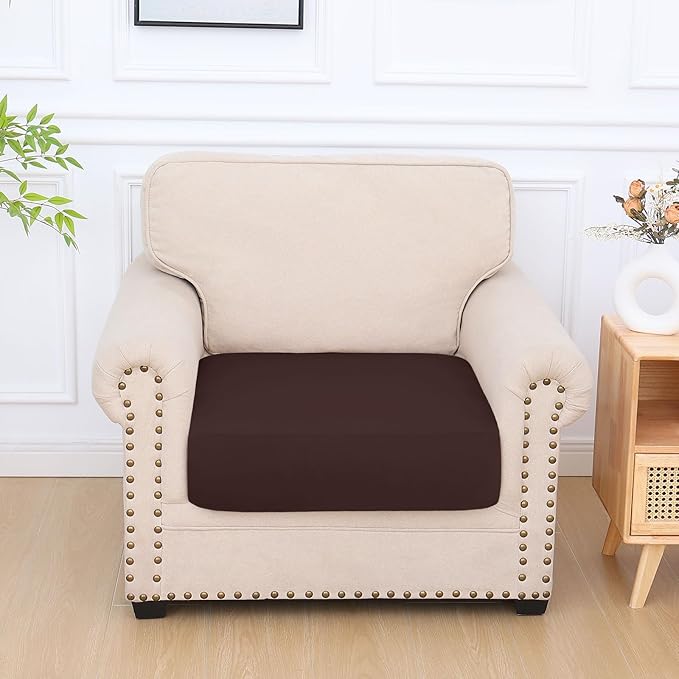 hyha Milk Silk Couch Cushion Covers, Soft Magic Sofa Covers Washable for Cushion Couch, Stretch Sectional Outdoor Cushion Covers for Patio Furniture with Elastic Bottom(Small, Chocolate)
