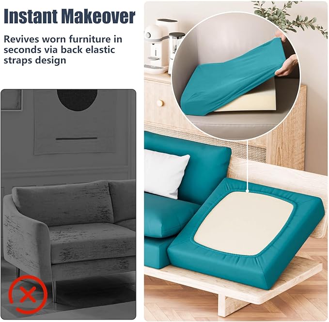 8Pcs Stretch Patio Cushion Covers, Outdoor Couch & Sofa Replacement Slipcovers for Patio Furniture Cushion Covers, Washable Reusable Furniture Protector