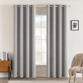 MIULEE Linen Texture Curtains for Bedroom Solid 100% Blackout Thermal Insulated Light Gray Curtains Grommet Room Darkening Drapes for Living Room Nursery 52x108 Inch (2 Panels)