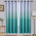 SimpleHome Ombre Room Darkening Curtains for Bedroom, Gradient Grey White to Teal Light Blocking Thermal Insulated Grommet Window Curtains/Drapes for Living Room,2 Panels, 52x72 inches Length