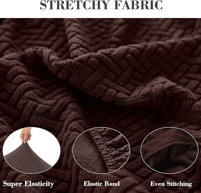 Sofa Covers Couch Covers for Sofa Pet Friendly Couch Cushion Covers Universal Sofa Covers Washable Stretch Slipcovers for Sectional Sofa (Texture Brown, 2 Seats + Chaise Cover)