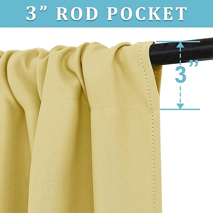 RYB HOME Short Light Yellow Curtains for Small Bedroom Window, Insulating UV Blocking Drapes for Kitchen Cafe Basement Garage, Privacy Tiers for Bathroom Window, Width 42 by Length 36, Set of 2