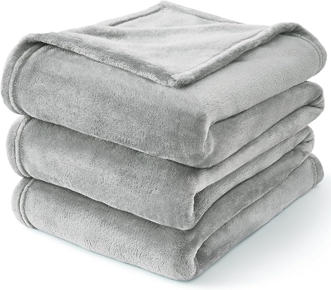 BEDELITE Fleece Blanket Light Grey Throw Blankets for Couch & Bed, Luxury Plush Cozy Fuzzy 50x60 inches, Super Soft Warm Lightweight Throw for Travel Camping