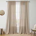 Nanspring Sepia Beige Linen Curtains 84 Inch Length 2 Panels Set for Living Room Rustic Farmhouse Decor Light Filtering Semi Sheer Curtain Back Tab Neutral Modern Drapes for Bedroom Office 52x84
