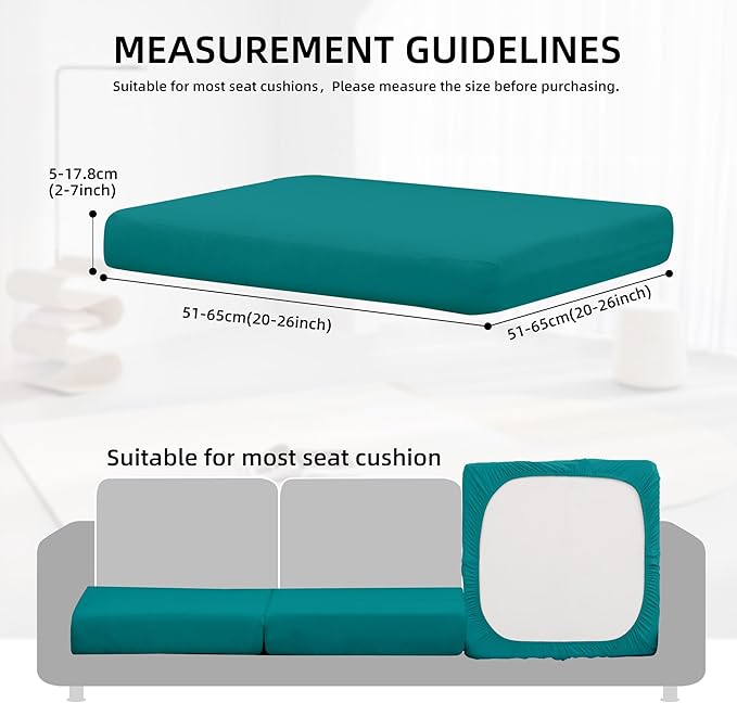 12Pcs Outdoor Cushion Covers, Patio Cushion Covers,Stretch Elastic Slipcovers, Replacement Washable & Reusable Furniture Protector for Patio Couch (Peacock Blue,Cover Only)