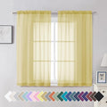 Aiyufeng Yellow Sheer Curtains 54 Inch Length 2 Panels Set, Light Filtering Airy Rod Pocket Yellow Window Curtain Treatment Drapes for Kitchen Bedroom Living, Each 42Wx54L Inches