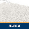 Bath Rug Set, 2 Piece Chenille Mats with U-Shaped Contour, Ivory