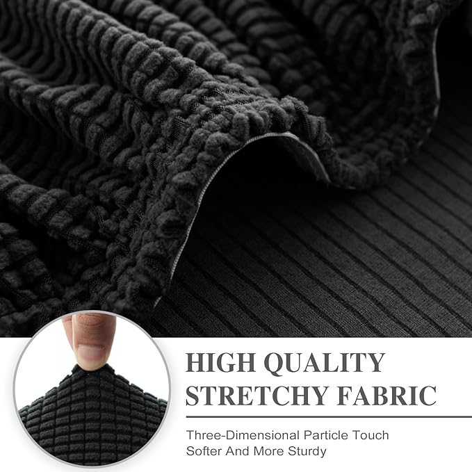 Couch Cushion Covers Seat Cushion Cover Stretch Couch Cover Separate Sectional Sofa Slipcovers Furniture Protector(3 Pieces for Seat or Sofa Backrest, Black)