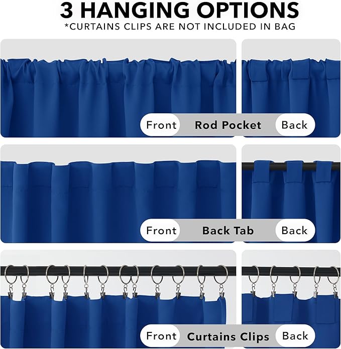 Deconovo Blackout Curtains, Thermal Insulated, W42 x L84 2 Panels, Back Tab, Machine Washable, Room-Darkening Drapes for Bedroom/Living Room Royal Blue