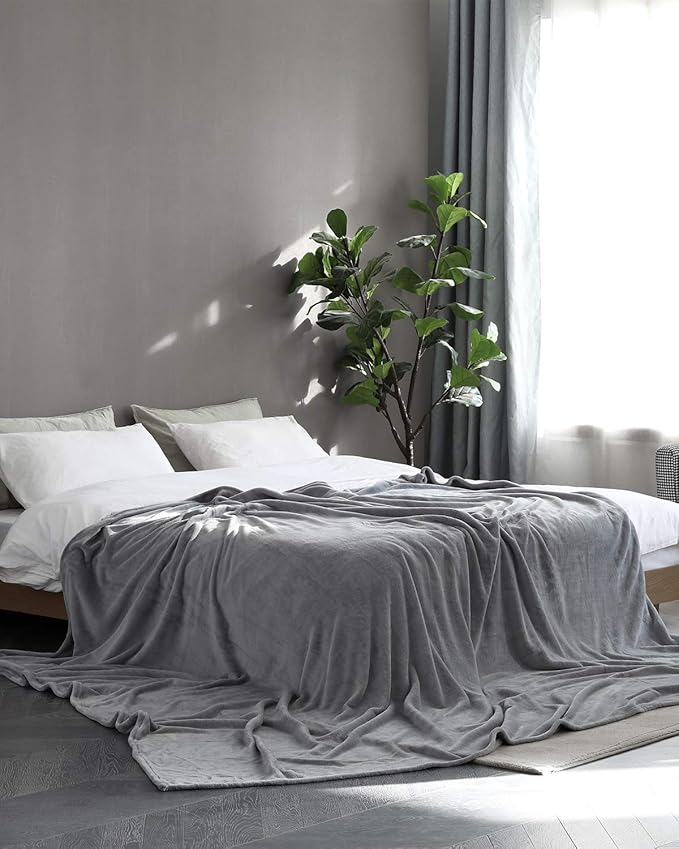 KMUSET Fleece Blanket Twin Size Grey Lightweight Throw Blanket Super Soft Cozy Microfiber Blanket Factory Shop
