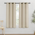 NICETOWN Thick Linen Blend Curtains Flax Textured for Bedroom, Rustic Grommet Semi Sheer Privacy Added Window Curtains & Drapes Light Filtering for Nursery, Angora, W42 x L63, Set of 2