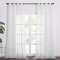 NICETOWN Long Sheer Curtain Panels - Ring Top Modern Window Treatment Voile Drapes for Bedroom/Living Room (Light Gray, One Pair, W54 x L96)