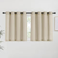 NICETOWN Angora Linen Kitchen Curtains 36 inch Length, Decorative Thick Flax Small Window Treatments Privacy Assured with Light Filtering for Bedroom/Bathroom, W55 x L36, 2 Panels