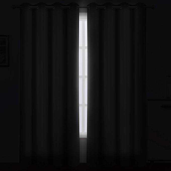 LEMOMO Grey Blackout Curtains/52 x 95 Inch/Set of 2 Panels Thermal Insulated Room Darkening Curtains for Bedroom