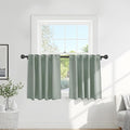 Pony Dance Short Gray Blackout Curtains - Small Window Drapes Thermal Insulated Light Blocking Drapes Back Tab/Rod Pocket Short Curtain Panels for Bedroom & Kitchen, 42 W x 30 L, Sage Green, 1 Pair