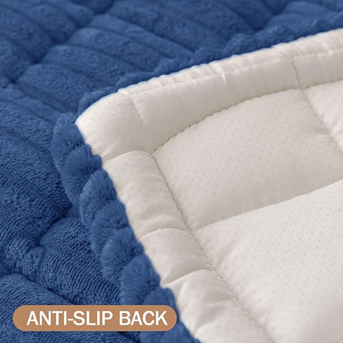 Smiry Couch Cover for Dogs Washable, Non Slip Fuzzy Pet Couch Covers for 3 Cushion Sofa Pet Friendly, Thick Soft Sofa Slipcovers Cushion Protector (Navy Blue, 27.6" x 59")