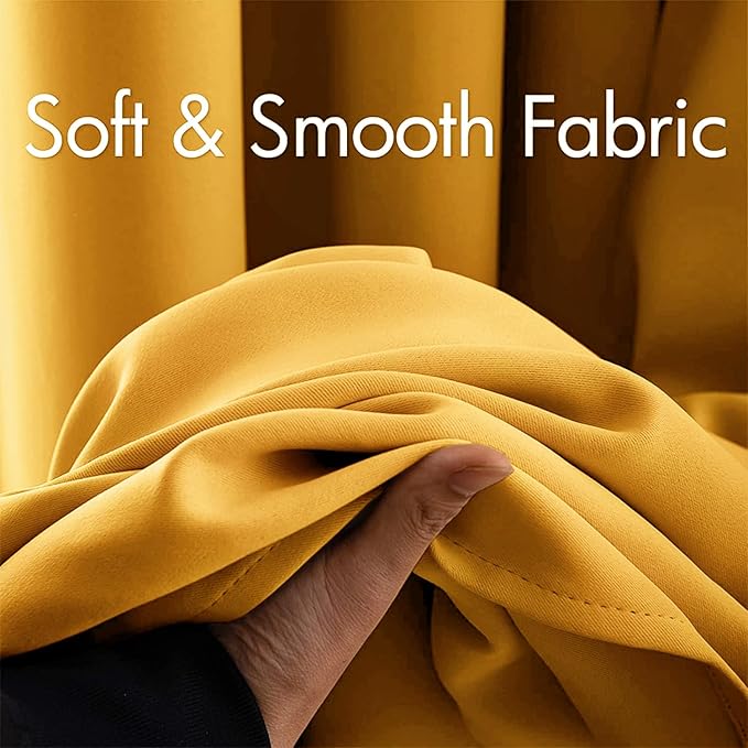 MIULEE Blackout Curtains 96 Inches Long for Bedroom Living Room Thermal Insulated Room Darkening Grommet Top Solid Light Blocking Drapery Set of 2 Window Panels Yellow