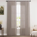 Nanspring Brownish Grey Linen Curtains for Living Room 86 Inches Long Back Tab Light Filtering Semi Sheer Curtain Modern Farmhouse Decor for Bedroom Office Luxury Textured Drapes 52x86, 2 Panels