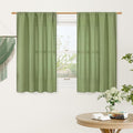 LAMIT 48 Inch Linen Curtains 2 Panels, Soft Faux Linen Light Filtering Panels Rod Pocket Farmhouse Privacy Drapes for Small Window/Loft Room, 42 x 48 Inch, Green