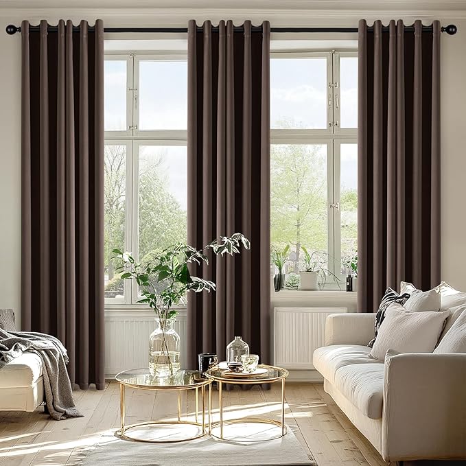 MIULEE Chocolate Brown Blackout Curtains for Bedroom Living Room 84 Inches Long 2 Panels, Thermal Insulated Room Darkening Drapes Solid Grommet Noise Reduction Window Treatments 40x84 inch
