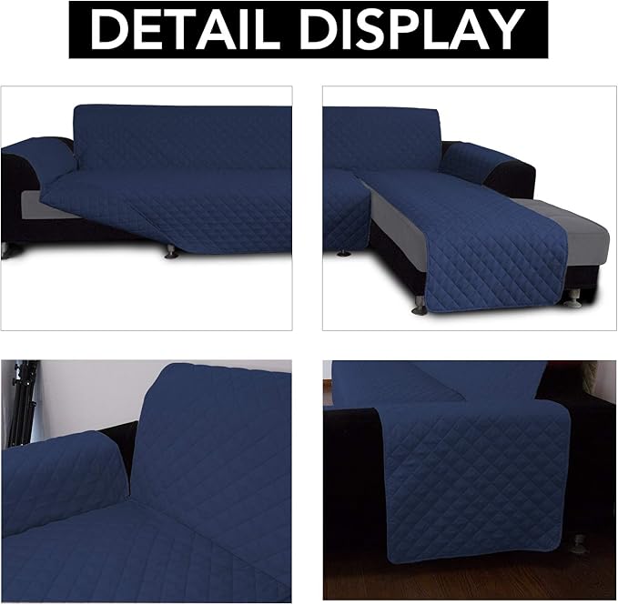 Easy-Going L Shape Sofa Slipcover Chaise Cover - Reversible Furniture Protector for Pets & Kids (X-Large, Navy/Navy)
