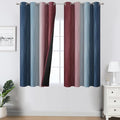 Estelar Textiler Navy Blue and Burgundy Red Ombre Blackout Curtains 45 Inches Long, Room Darkening Gradient Drapes for Kitchen, Thermal Insulated Grommet Curtains for Short Window,52Wx45L,2 Panels