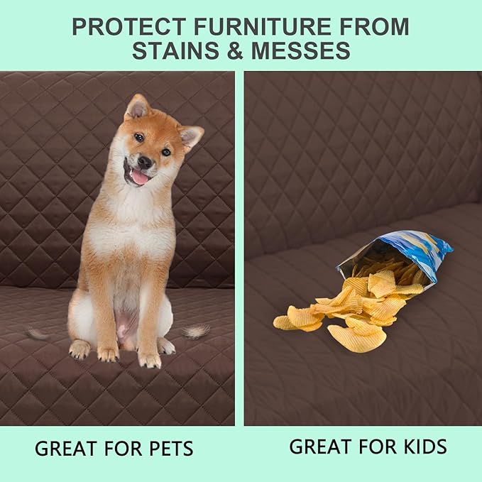 Reversible Loveseat Sofa Covers Couch Cover Furniture Protector(Loveseat Small,Chocolate/Chocolate)