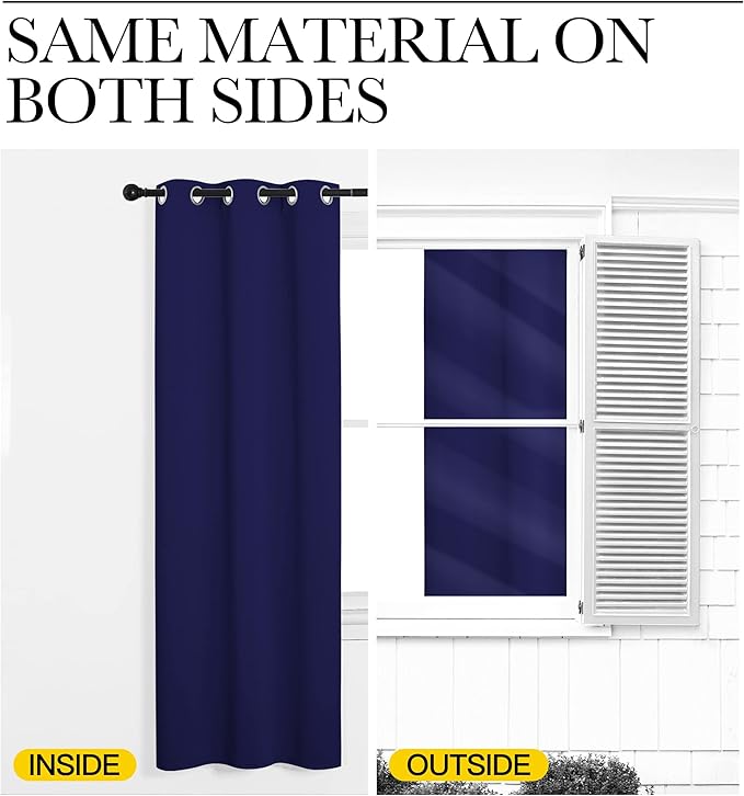 NICETOWN Blackout Curtains & Drapes for Bedroom, Royal Blue, W34 x L48, Set of 2, Triple Weave Grommet Top Thermal Insulated Light Blocking Panels for Bathroom/Living Room