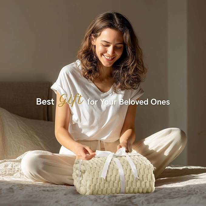 BEDELITE Fleece Throw Blanket for Couch & Bed - 3D Jacquard Decorative Almond Blanket, Super Soft and Cozy Warm Fuzzy Blanket All Seasons Suitable, 50x60Inches
