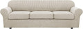 H.VERSAILTEX 4 Piece Stretch Sofa Covers for 3 Cushion Couch Covers for Living Room Furniture Slipcovers (Base Cover Plus 3 Seat Cushion Covers) Thicker Jacquard Fabric (XL Sofa, Island Fossi)