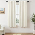 Pitalk Nursery Curtains for Girls Room Linen Black Out Back Tab Rod Pocket Cream Blackout Curtains 2 Panels 63 Inch Length for Baby Teen Boys Bedroom Dorm Short Window Off White Wide 38 x 63 Long