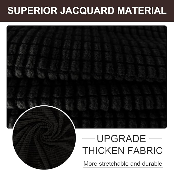 U-NICE HOME Oversized Stretch Loveseat Couch Cover Sofa Covers Washable Sofa Slipcover Furniture Protector for 2 Cushion Couch Sofa Pet Friendly, Black