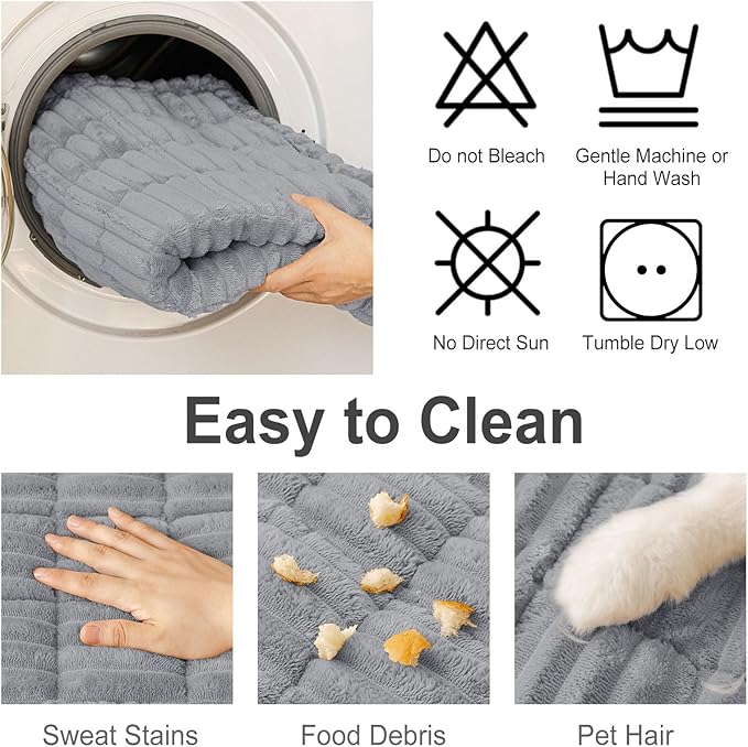 hyha Couch Covers for Dogs Washable, Non Slip Plush Dog Sofa Protectors, Fuzzy Pet Couch Covers for 3 Cushion Sofa Pet Friendly (Grey, 27.6" x 47")
