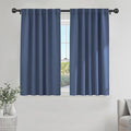 PONY DANCE Blue Room Darkening Curtains 45 inch Length, Window Treatment Panels Back Tab/Rod Pocket Thermal Insulated Short Blackout Curtains for Boy Bedroom, W 42 x L 45 Inches, Blue Haze, 2 Panels