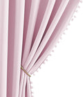 NICETOWN Pom Pom Blackout Curtains for Girls Bedroom Boho Pink Window Curtains for Nursery Rod Pocket Thermal Insulated Living Room Darkening Curtain Panels for Play Room, 52" W x 84" L, 2 Panels