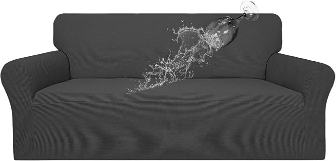 Easy-Going 100% Waterproof Couch Cover, Dual Waterproof Sofa Cover, Stretch Jacquard Sofa Slipcover, Furniture Protector for Kids, Pets, Dog and Cat (Sofa, Dark Gray)